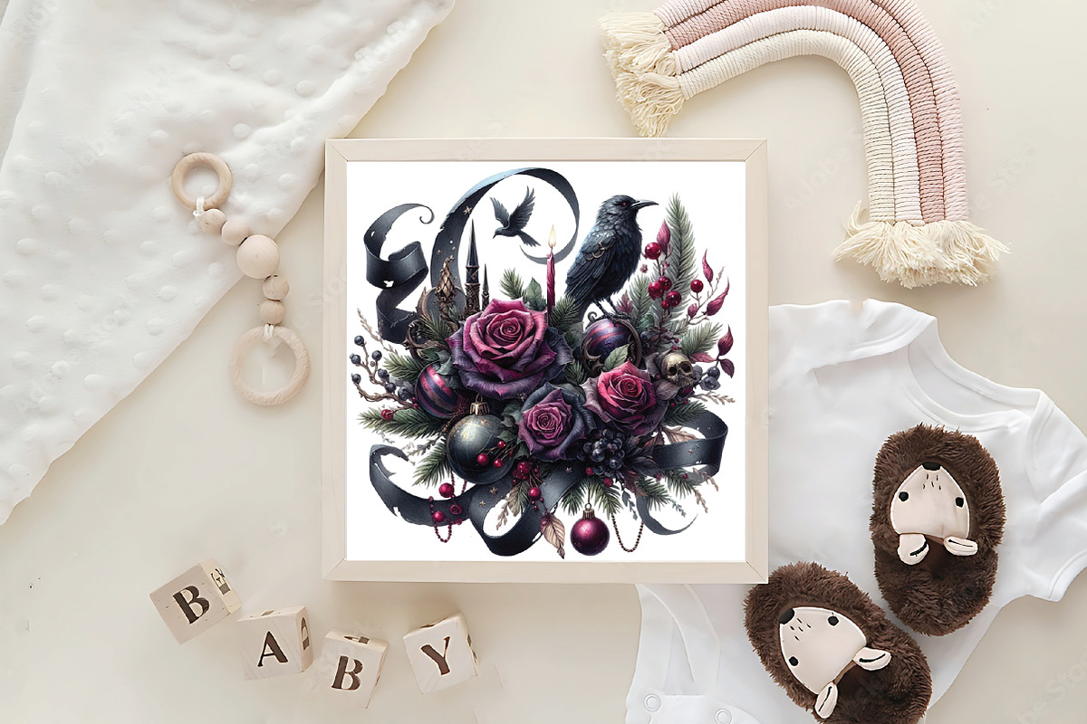 Gothic Christmas Watercolor Clipart, an Illustration by CraftArtStudio (Photo 6 of 6)