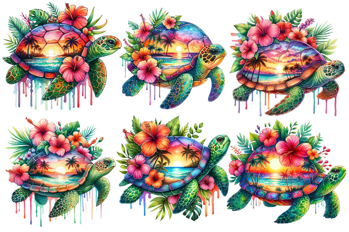 Sunset Sea Turtle Sublimation, an Animal Illustration by Designworld (Photo 2 of 7)