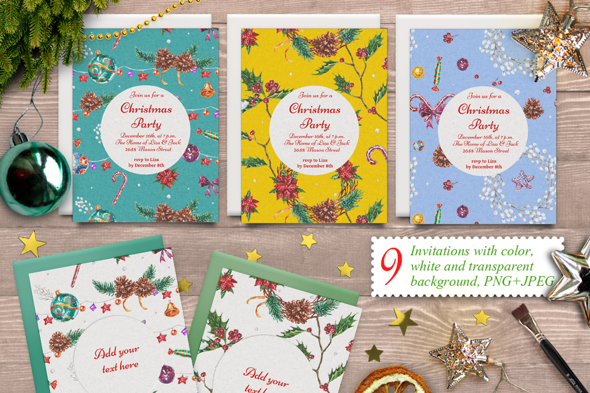 Merry Christmas Watercolor Set, an Illustration by AnnieDove (Photo 9 of 10)