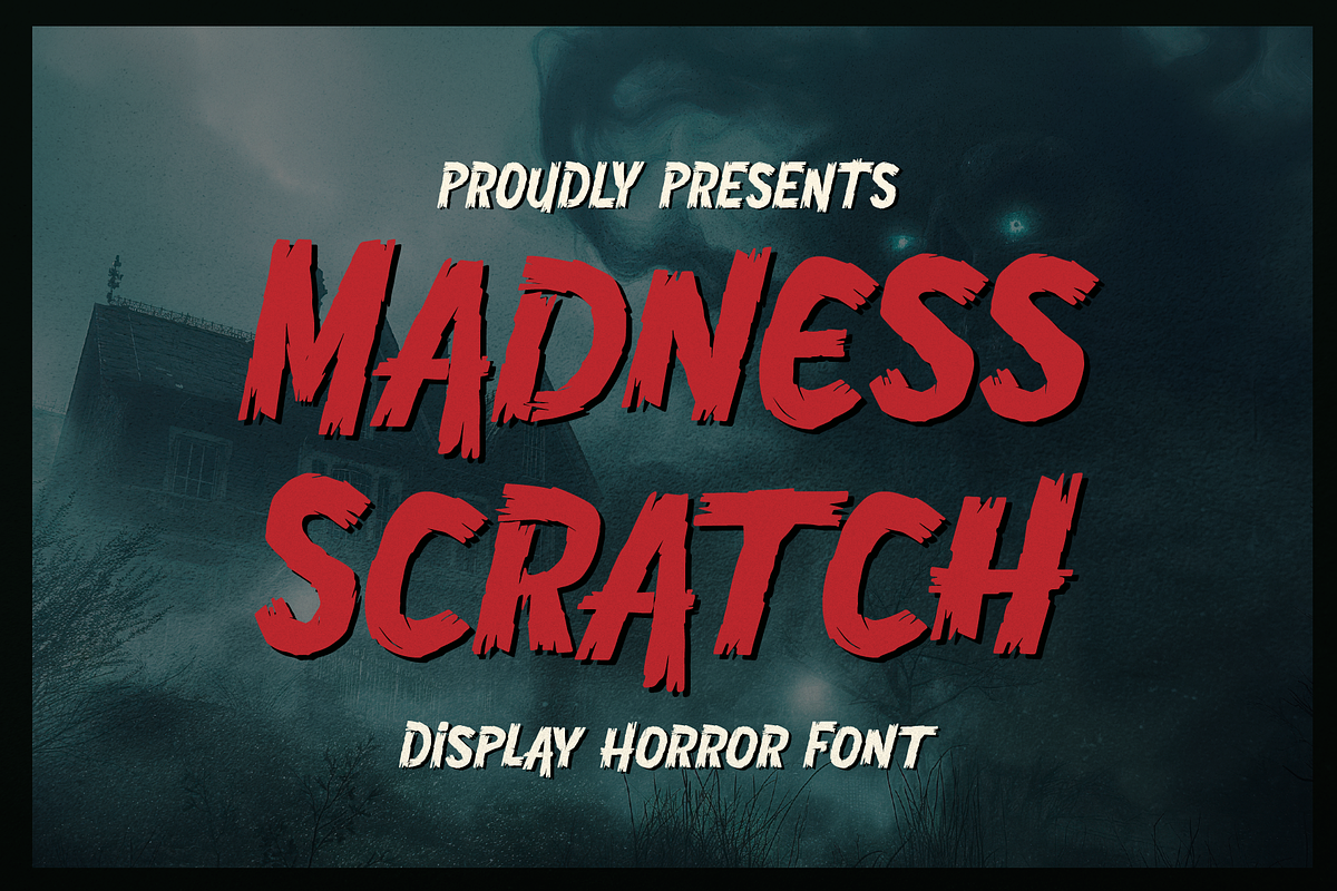Madness Scratch Display Horror Font, a Blackletter Font by gracetype_studio (Photo 1 of 12)