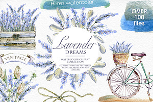 Lavender WATERCOLOR Clipart Set