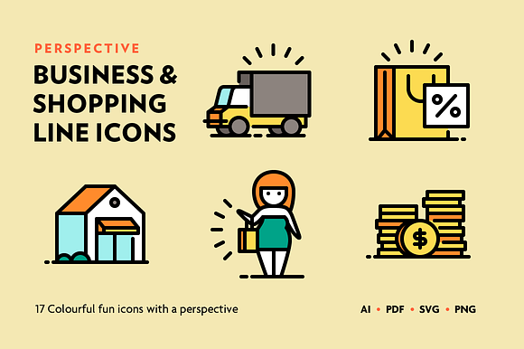 Business Shopping Line Icons