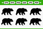 Walking Bear Silhouette Vector Pack, an Object Graphic by Artonix (Thumbnail 1 of 3)