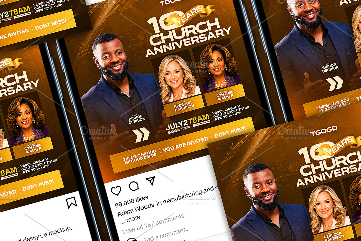 10 Year Church Anniversary Flyer PSD, a Social Media Template by church flyer templates (Photo 12 of 12)