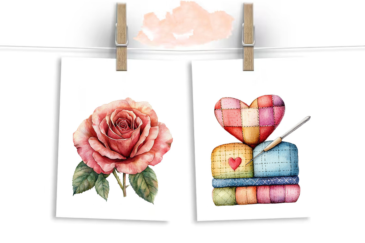 Watercolor Cottage Quilts Fussy Clip, an Illustration by Libby Wishes (Photo 4 of 6)