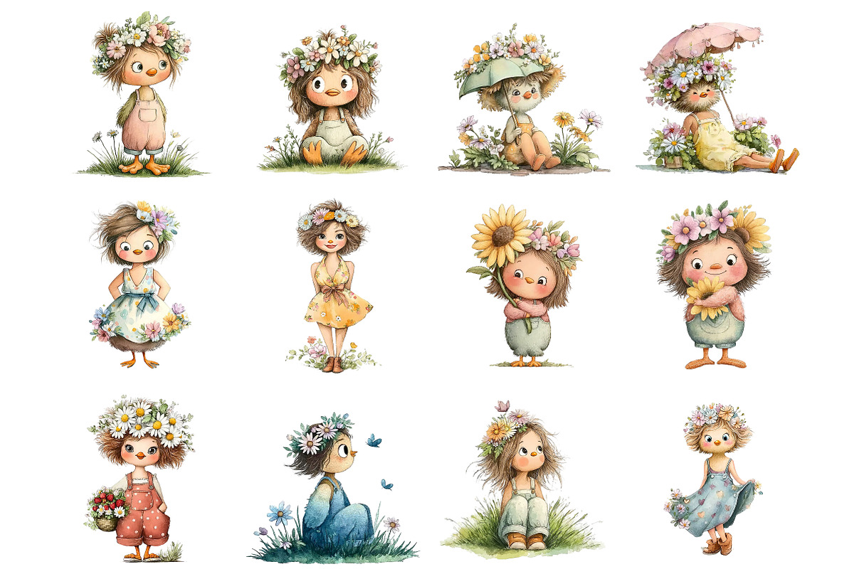 Whimsical Summer Girl Clipart, an Illustration by DreamArtGraphic (Photo 2 of 4)