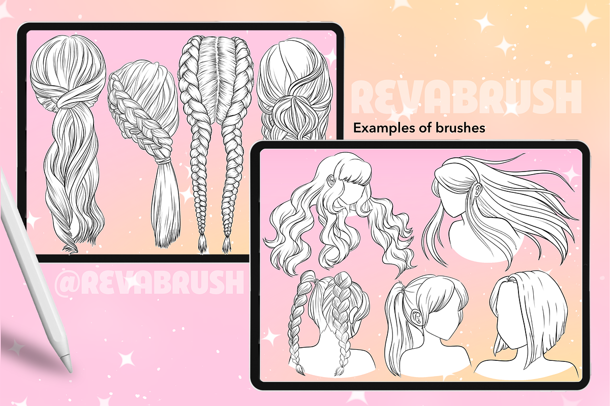 Procreate Anime Hair Manga brushes, a Brush Add-On by Revabrush (Photo 5 of 5)