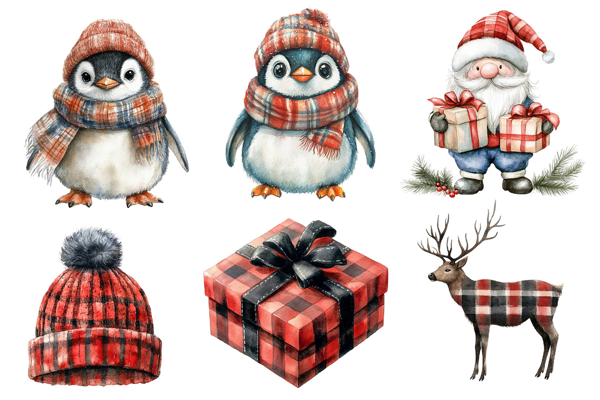 Plaid Christmas Clipart, an Illustration by Designworld (Photo 3 of 6)