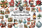 Christmas Watercolor Clipart, an Illustration by Designking (Thumbnail 1 of 5)