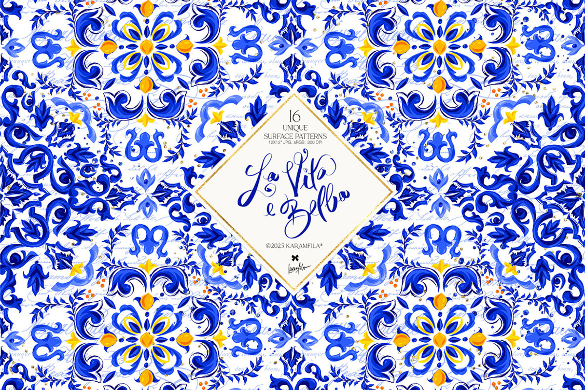 Amalfi Lemons & Mediterranean Tiles, a Pattern Graphic by KaramfilaS (Photo 7 of 23)