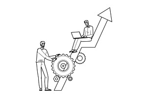 graph performance management vector, a Person Illustration by pikepicture