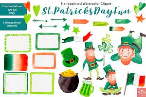 Watercolor Clipart St Patricks Day