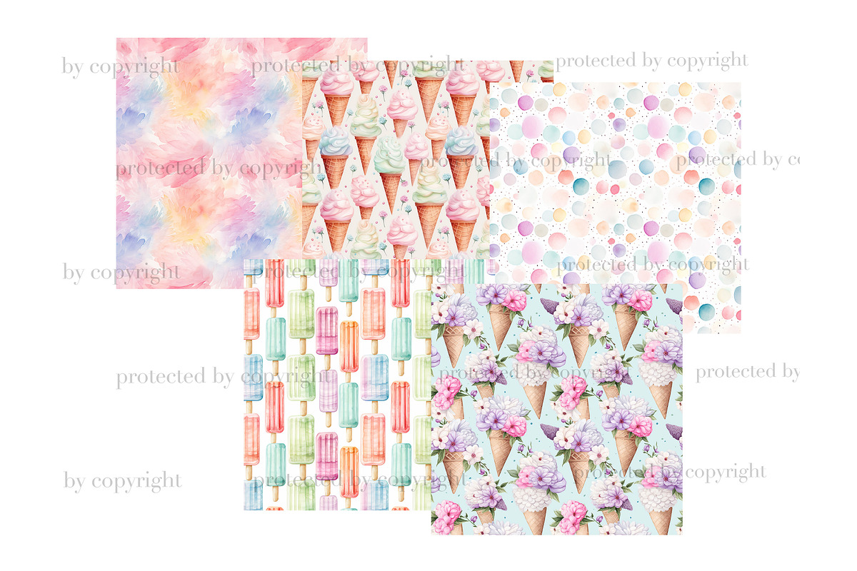Ice Cream Papers | Pastel Pattern, a Pattern Graphic by GlamArtZhanna (Photo 4 of 4)