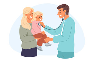 Male doctor. Pediatrician examines, a Healthcare Illustration by Vectorbuum