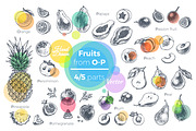 Fruits - hand drawn vector set, a Food Illustration by Margo Miller (Thumbnail 11 of 25)