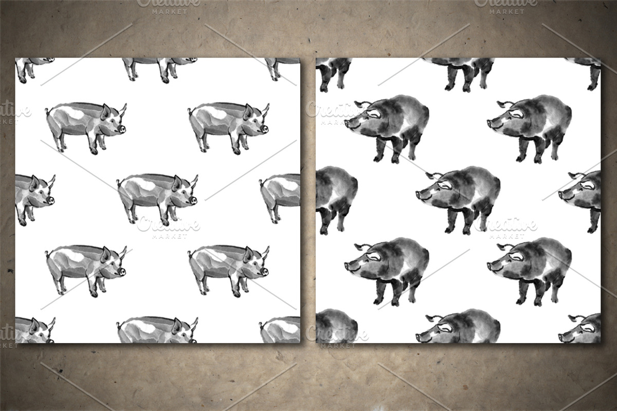 Pigs Sumi-e, an Animal Illustration by StabuLaRasa illustration (Photo 6 of 17)