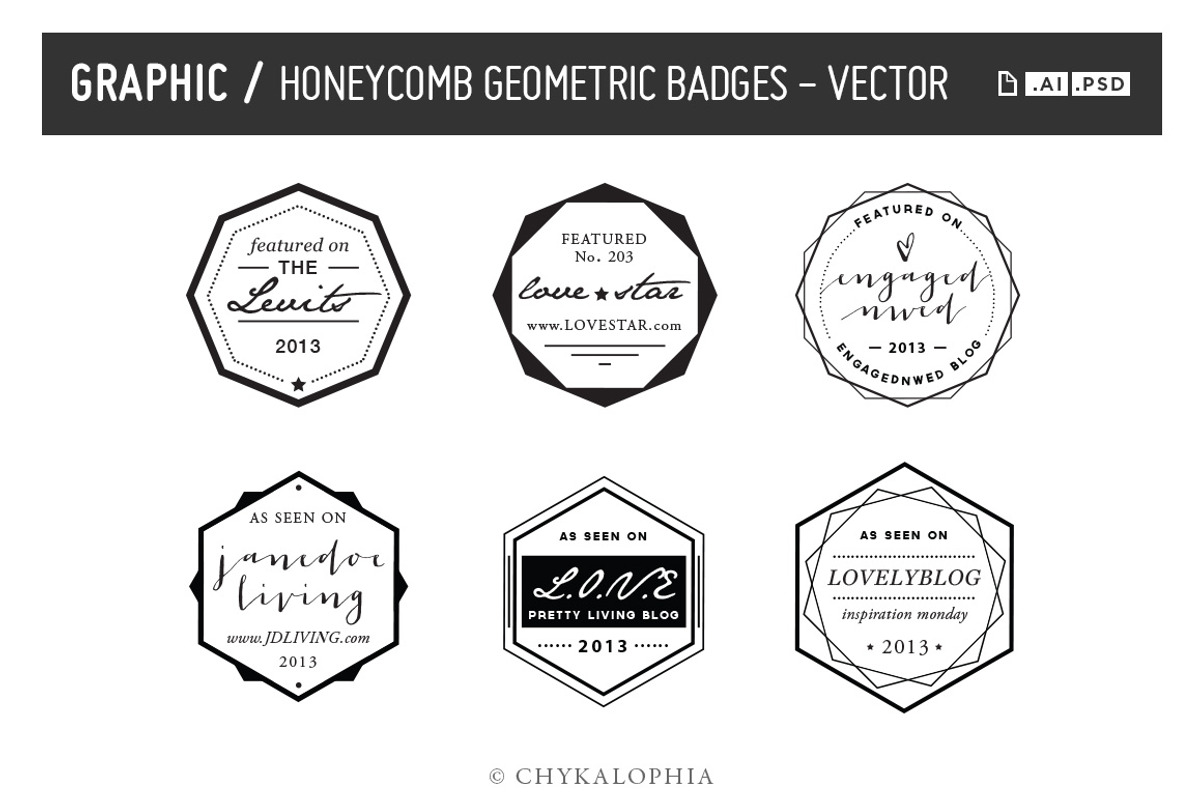 Honeycomb Geometric Badges Vector, a Templates & Theme by theBrandLab.io (Photo 1 of 2)