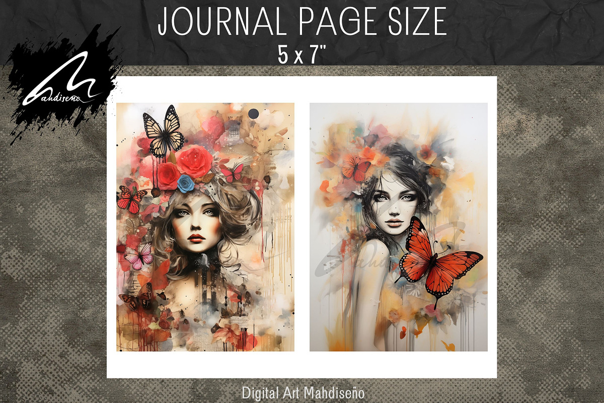 Girl and Butterflies, Collage Papers, a Person Illustration by Digital Art Mahdiseño (Photo 4 of 9)