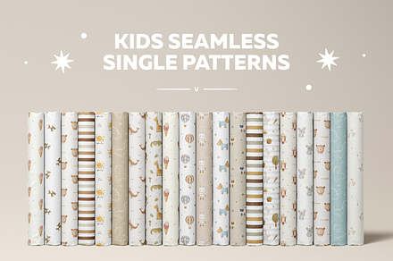 Kids Seamless Patterns, a Wallpaper Graphic by vatrushkaprint_store