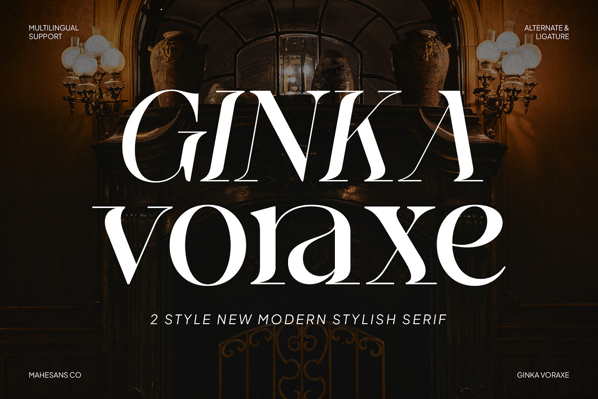 Ginka Voraxe – Modern Stylish Serif, a Serif Font by Mahesans Co (Photo 1 of 11)