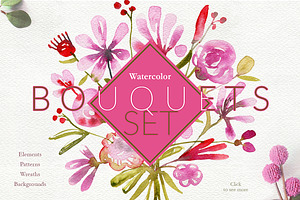 Watercolor Bouquets Set