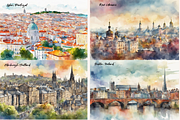 European Capital Cities Watercolors, a Background Graphic by PrintHaven Designs (Thumbnail 10 of 10)
