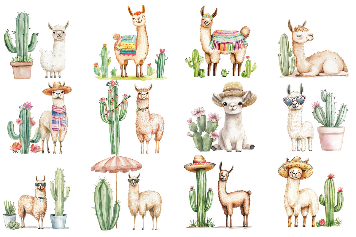 Adorable Summer Llama and Cactus, an Illustration by Designworld (Photo 2 of 5)