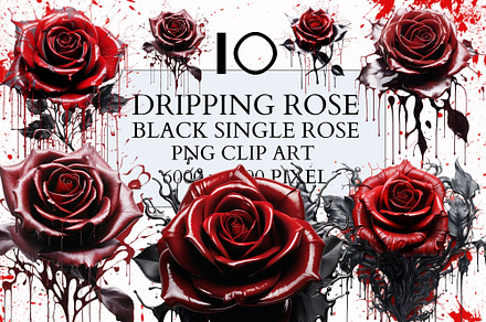10 dripping black rose Clipart