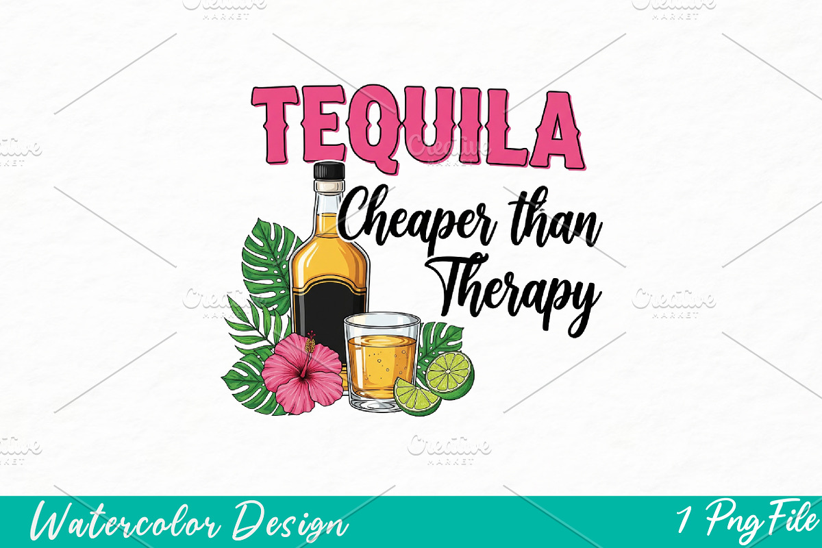 Tequila Sublimation Design, an Illustration by Watercolor design (Photo 1 of 3)