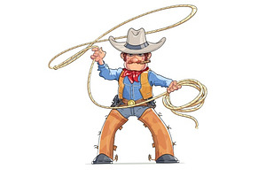 Cowboy With Lasso. American Western Character.