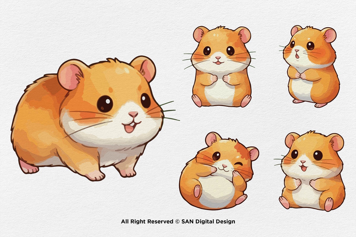 15 Bundle Watercolor Baby Hamster, an Animal Illustration by Morspective (Photo 6 of 8)