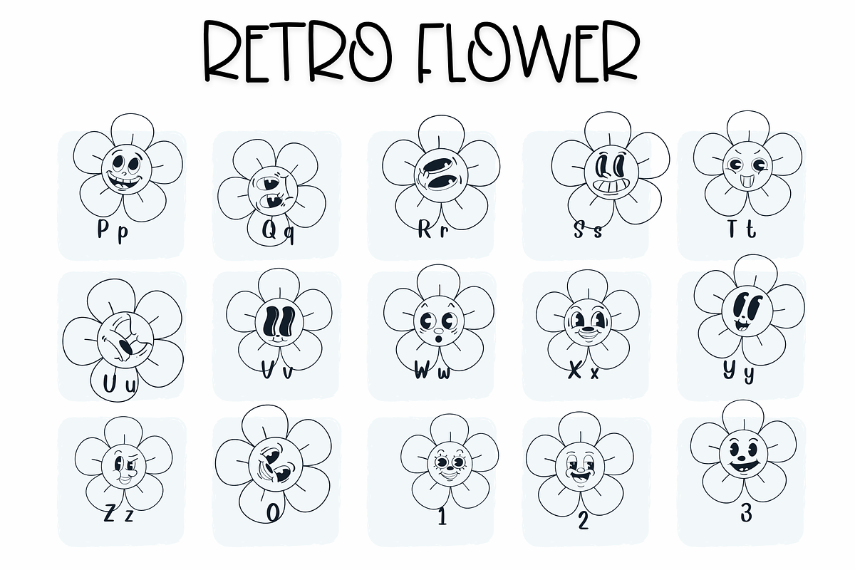 Retro Flower | Symbols Fonts, a Symbol Font by Sirinart (Photo 6 of 12)