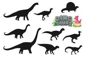 Prehistoric dinosaur silhouettes, an Animal Illustration by Vector Tradition