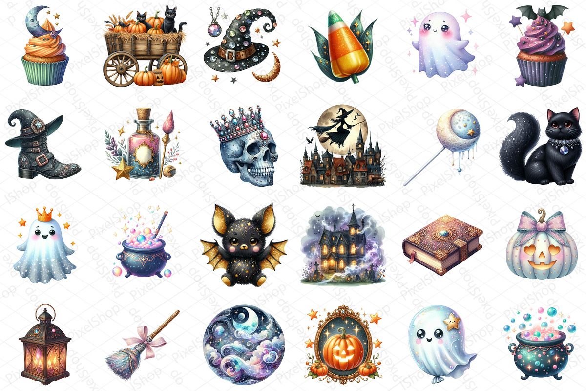 Sparkling Halloween Clipart, an Illustration by DreamPrint404 (Photo 4 of 5)