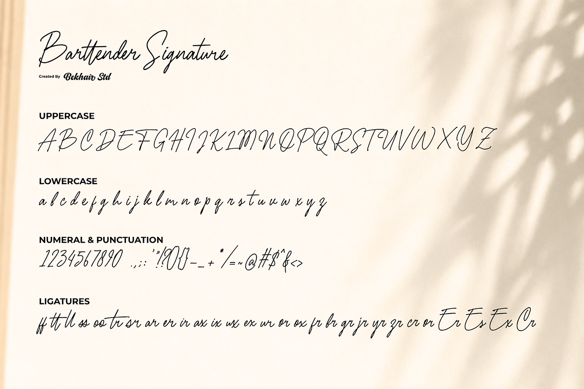 Bartender Signature Handwritten Font, a Handwritten Font by Bekhair Studio (Photo 22 of 24)