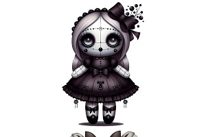 Lolita Goth Style Voodoo Doll PNGs