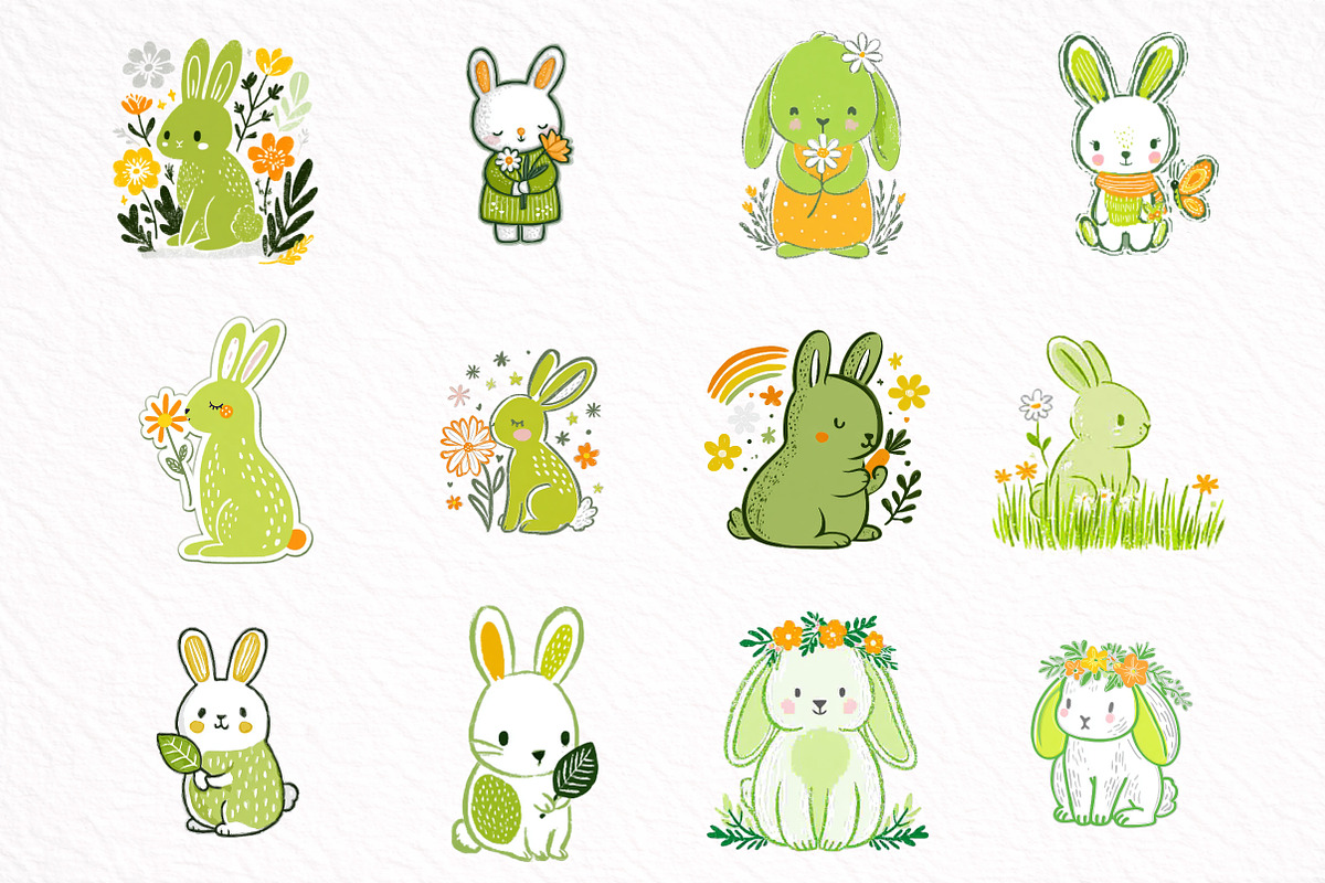 Spring Baby Bunny Clipart, an Illustration by DreamArtGraphic (Photo 5 of 8)