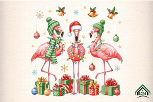 Christmas Flamingo png, an Illustration by Craft Nest