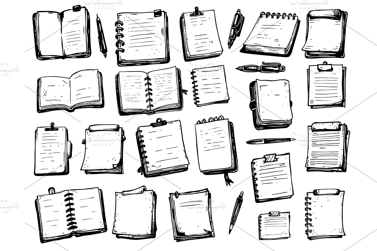 Doodle notebook sheets set. Hand, an Illustration by Stock-Smart-Start