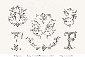 Antique Vintage Monogram Initial F