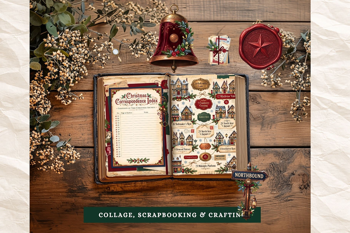 Christmas Correspondence journal kit, a Seasonal Illustration by ThatsDesignArt (Photo 5 of 20)