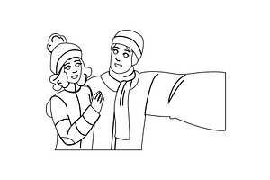 snow winter hike vector, a Person Illustration by pikepicture
