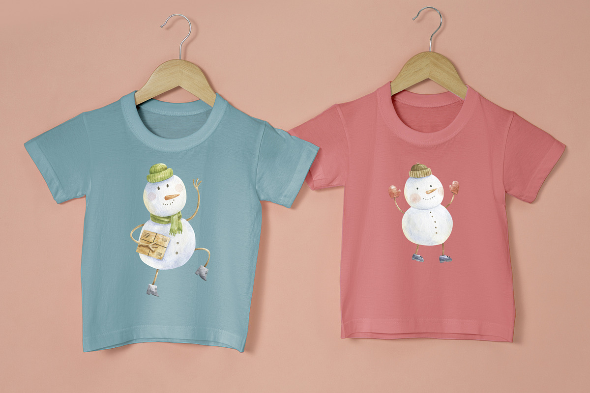 Watercolor Christmas snowman clipart, an Illustration by the_myro (Photo 4 of 6)