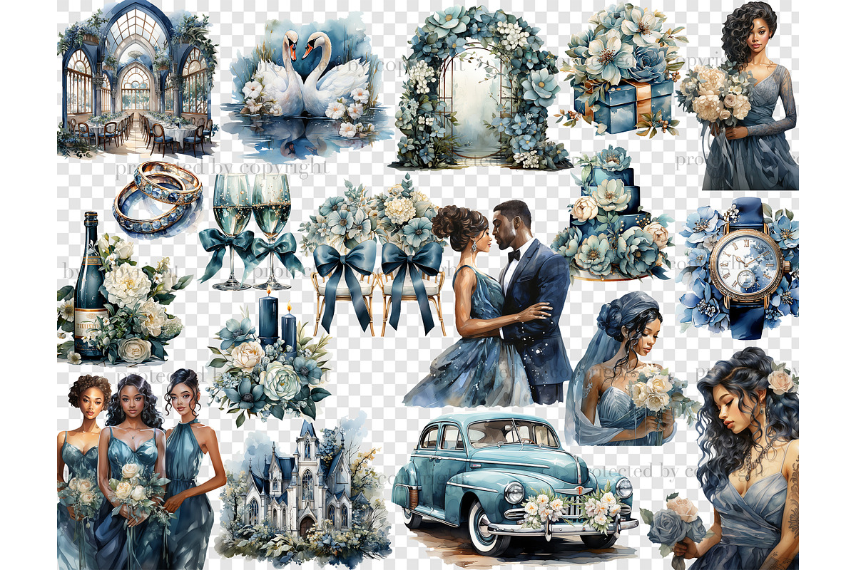 Blue Wedding PNG | Bride Clipart, a Person Illustration by GlamArtZhanna (Photo 4 of 5)