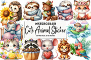 Cute Animal Clipart Sticker, PNG 4S-, an Illustration by DreamArtGraphic (Thumbnail 1 of 4)