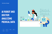 AI Robot & Doctor Analyzing Medical, a Healthcare Illustration by Partikusi Design (Thumbnail 1 of 3)
