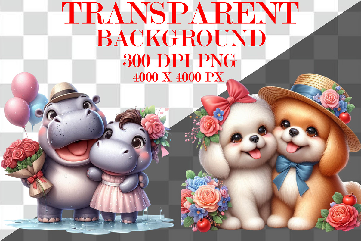 Romantic Couple Animals Clipart, an Animal Illustration by Craft Nest (Photo 2 of 5)