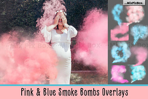 Pink and Blue Smoke Bombs Overlays