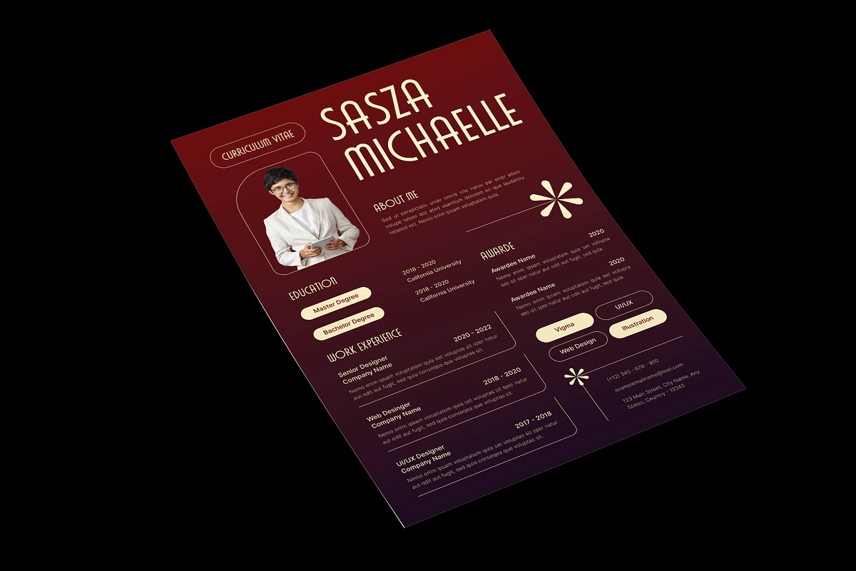 Retro Red Resume Template preview 3