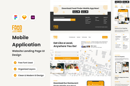 Food Finder - Mobile App Website, a Landing Page Template by twinstd